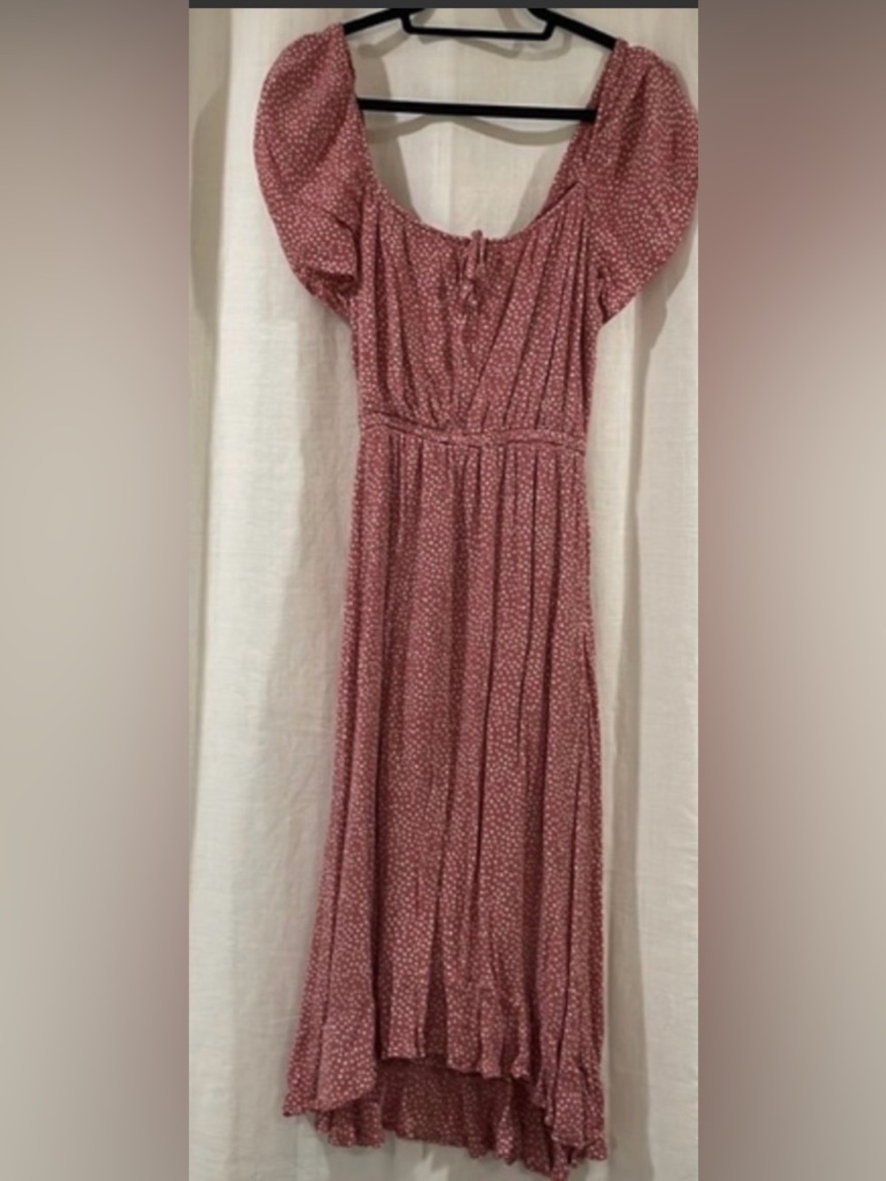 Abercrombie & Fitch Ruffle-Hem Tie-Front Midi Dress